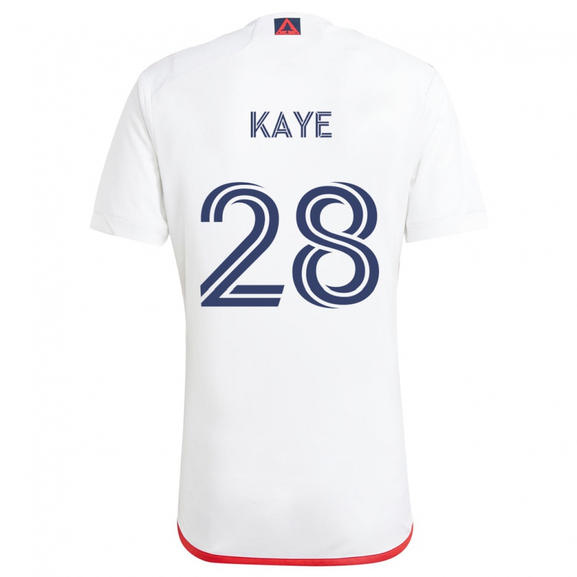 Kandiny Gyermek Mark-Anthony Kaye #28 Fehér Piros Idegenbeli Jersey 2024/25 Mez Póló Ing