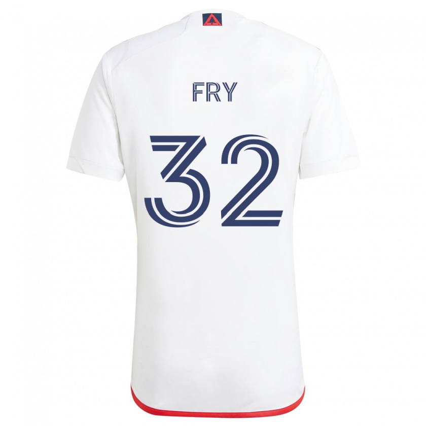 Kandiny Gyermek Malcolm Fry #32 Fehér Piros Idegenbeli Jersey 2024/25 Mez Póló Ing