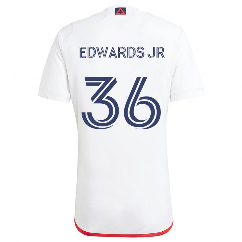 Kandiny Gyermek Earl Edwards Jr. #36 Fehér Piros Idegenbeli Jersey 2024/25 Mez Póló Ing