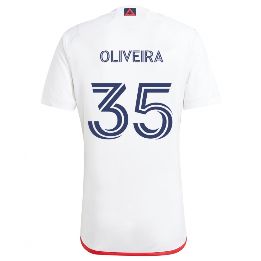 Kandiny Gyermek Cristiano Oliveira #35 Fehér Piros Idegenbeli Jersey 2024/25 Mez Póló Ing