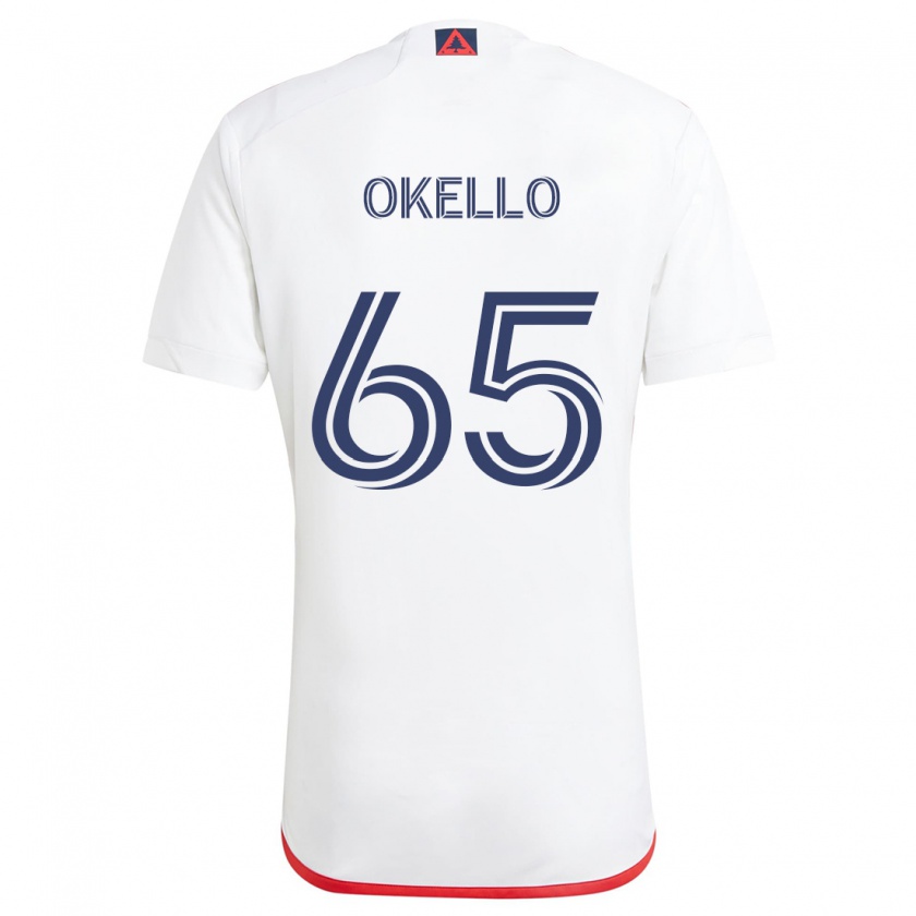 Kandiny Gyermek Noble Okello #65 Fehér Piros Idegenbeli Jersey 2024/25 Mez Póló Ing