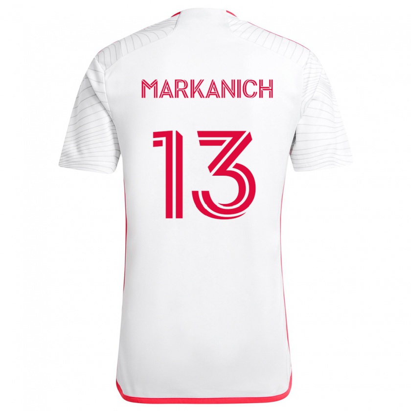 Kandiny Gyermek Anthony Markanich #13 Fehér Piros Idegenbeli Jersey 2024/25 Mez Póló Ing