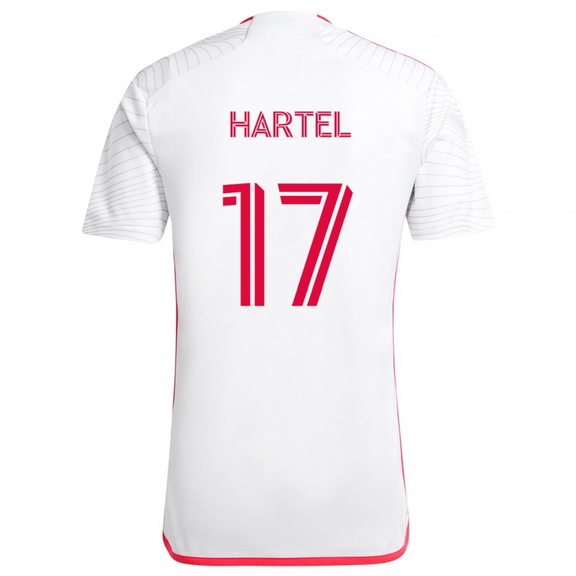 Kandiny Gyermek Marcel Hartel #17 Fehér Piros Idegenbeli Jersey 2024/25 Mez Póló Ing