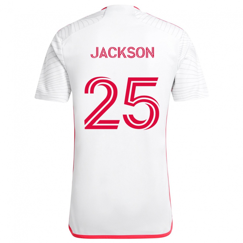 Kandiny Gyermek Aziel Jackson #25 Fehér Piros Idegenbeli Jersey 2024/25 Mez Póló Ing