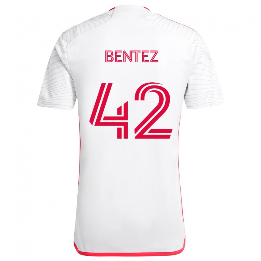 Kandiny Gyermek Óscar Benítez #42 Fehér Piros Idegenbeli Jersey 2024/25 Mez Póló Ing