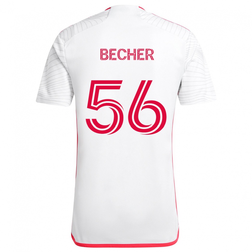 Kandiny Gyermek Ryan Becher #56 Fehér Piros Idegenbeli Jersey 2024/25 Mez Póló Ing