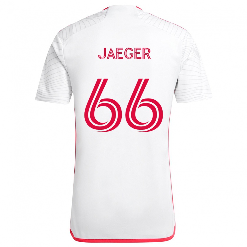 Kandiny Gyermek Kai Jaeger #66 Fehér Piros Idegenbeli Jersey 2024/25 Mez Póló Ing