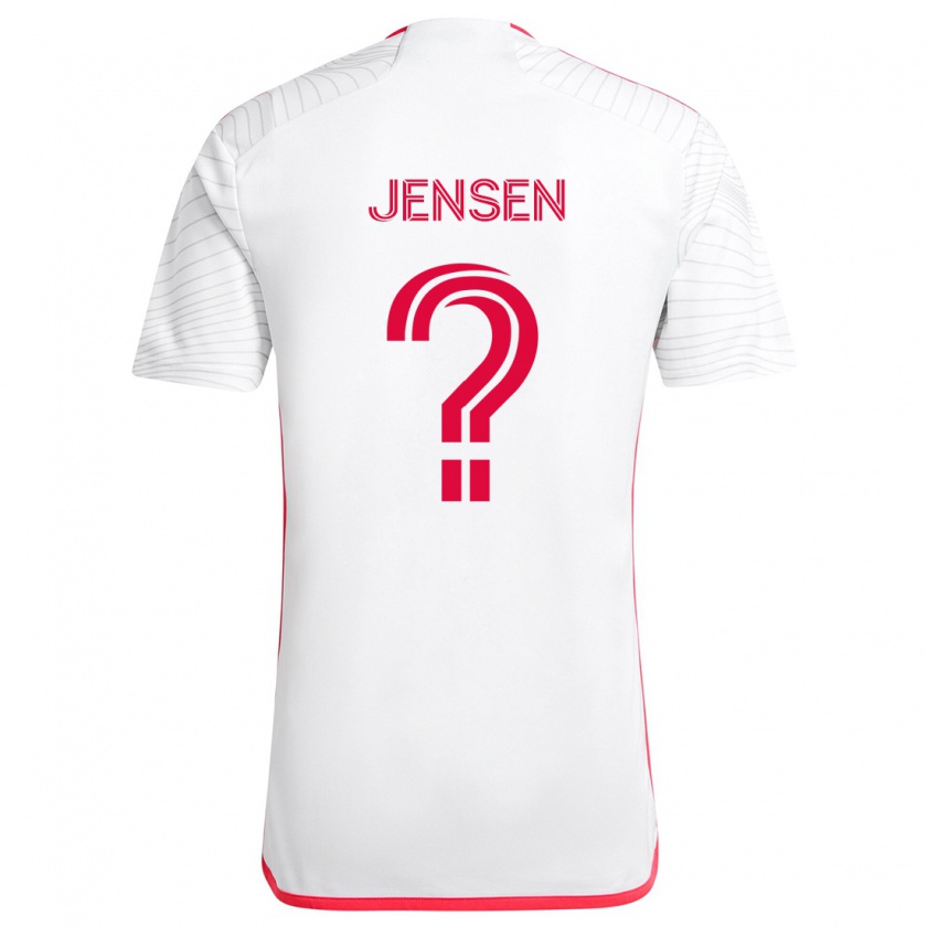 Kandiny Gyermek Isak Jensen #0 Fehér Piros Idegenbeli Jersey 2024/25 Mez Póló Ing