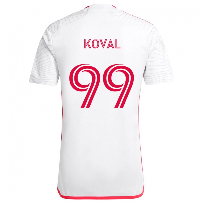 Kandiny Gyermek Stanislav Koval #99 Fehér Piros Idegenbeli Jersey 2024/25 Mez Póló Ing