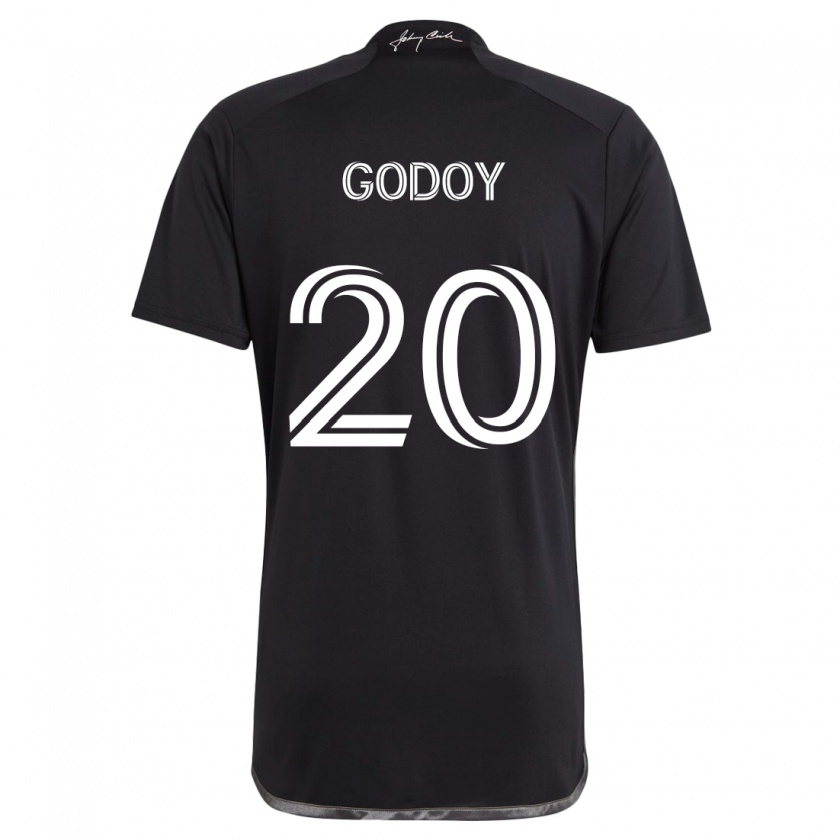 Kandiny Gyermek Aníbal Godoy #20 Fekete Idegenbeli Jersey 2024/25 Mez Póló Ing