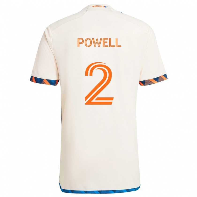 Kandiny Gyermek Alvas Powell #2 Fehér Narancs Idegenbeli Jersey 2024/25 Mez Póló Ing