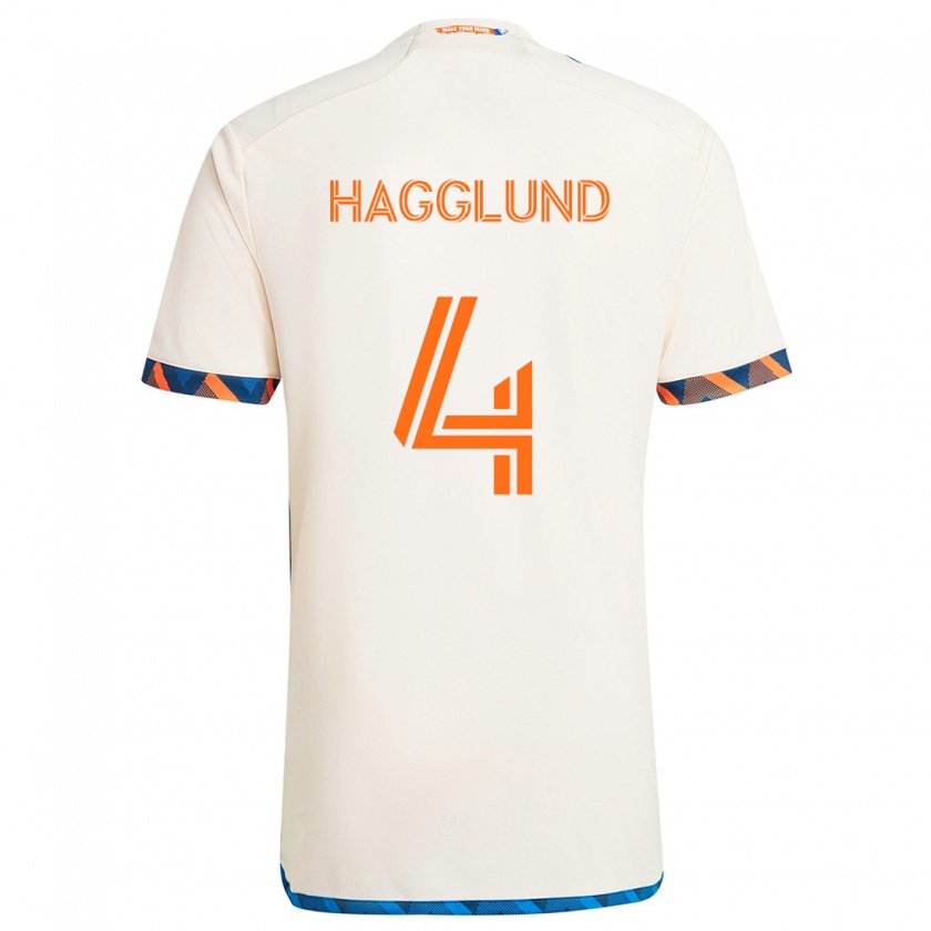 Kandiny Gyermek Nick Hagglund #4 Fehér Narancs Idegenbeli Jersey 2024/25 Mez Póló Ing