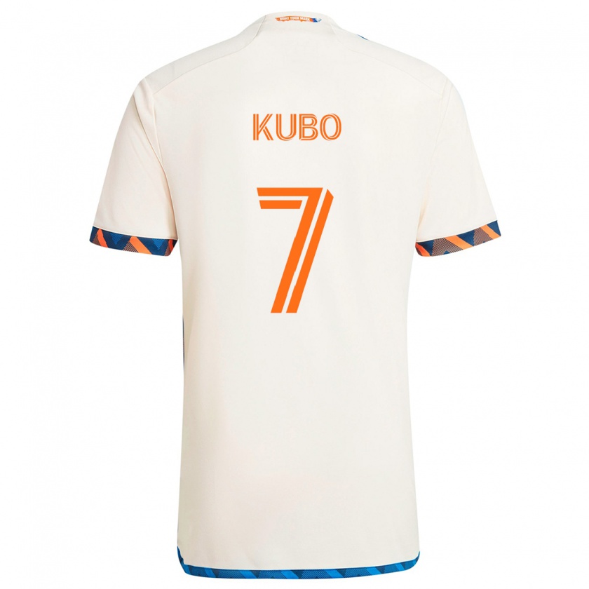 Kandiny Gyermek Yuya Kubo #7 Fehér Narancs Idegenbeli Jersey 2024/25 Mez Póló Ing