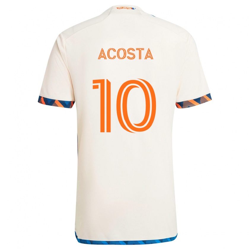 Kandiny Gyermek Luciano Acosta #10 Fehér Narancs Idegenbeli Jersey 2024/25 Mez Póló Ing