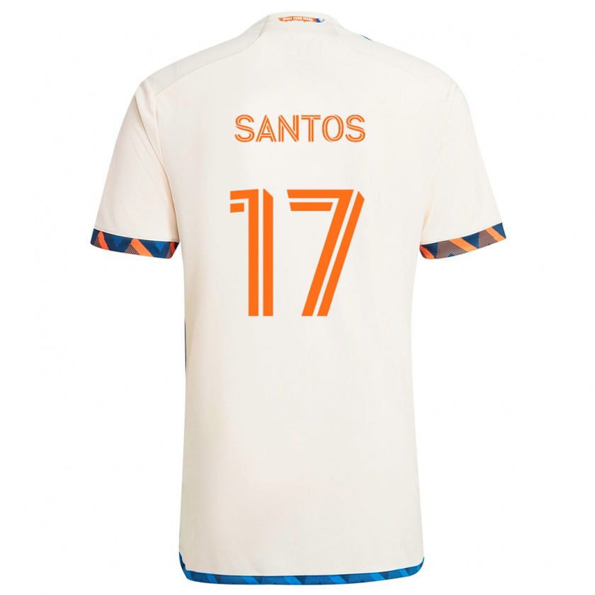 Kandiny Gyermek Sergio Santos #17 Fehér Narancs Idegenbeli Jersey 2024/25 Mez Póló Ing