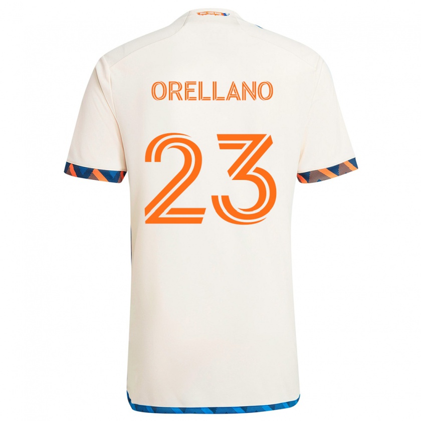 Kandiny Gyermek Luca Orellano #23 Fehér Narancs Idegenbeli Jersey 2024/25 Mez Póló Ing