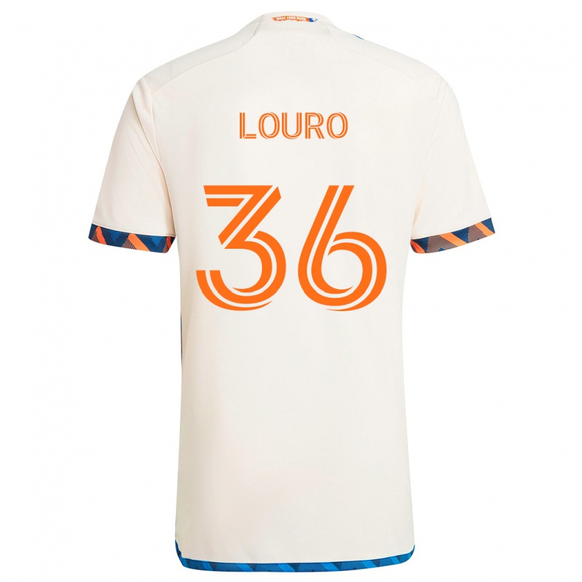 Kandiny Gyermek Evan Louro #36 Fehér Narancs Idegenbeli Jersey 2024/25 Mez Póló Ing