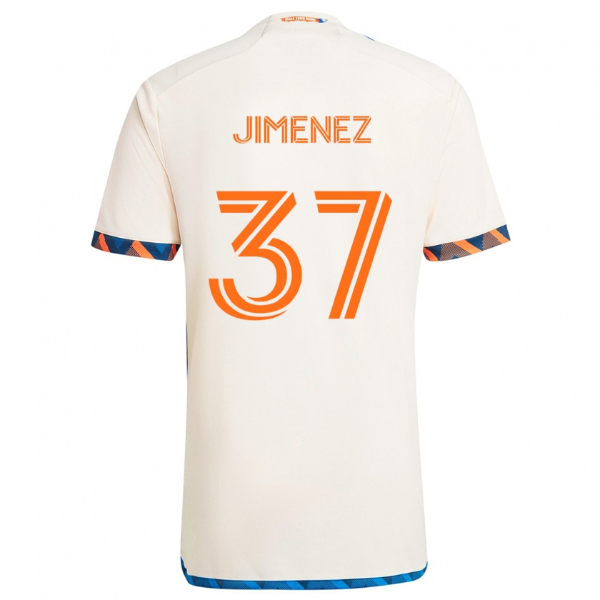 Kandiny Gyermek Stiven Jimenez #37 Fehér Narancs Idegenbeli Jersey 2024/25 Mez Póló Ing