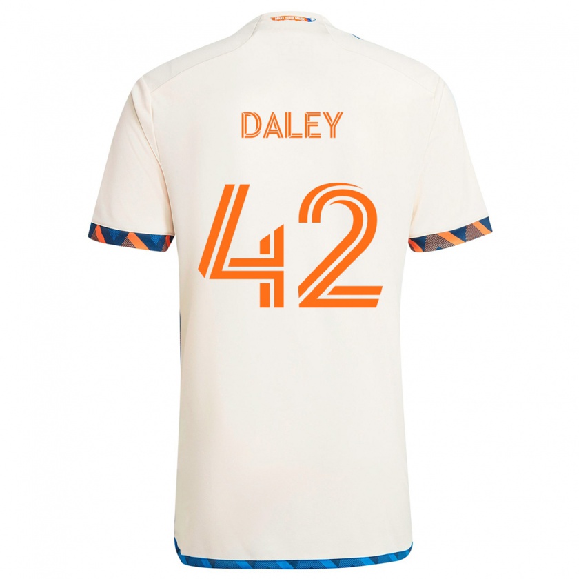 Kandiny Gyermek Amir Daley #42 Fehér Narancs Idegenbeli Jersey 2024/25 Mez Póló Ing