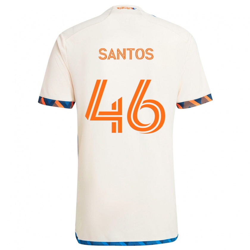 Kandiny Gyermek Guilherme Santos #46 Fehér Narancs Idegenbeli Jersey 2024/25 Mez Póló Ing