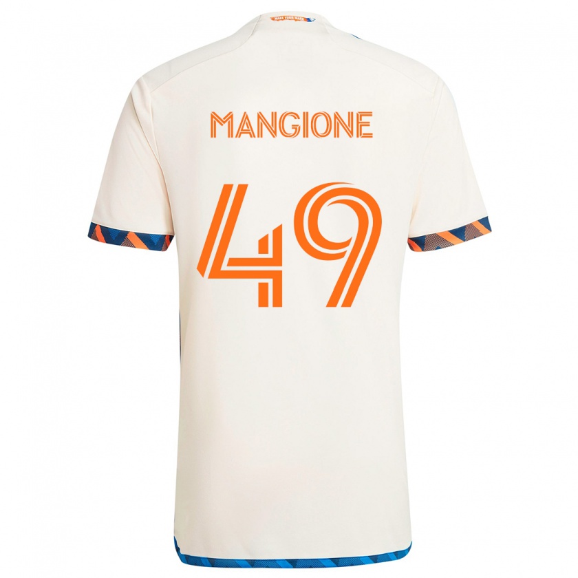 Kandiny Gyermek Peter Mangione #49 Fehér Narancs Idegenbeli Jersey 2024/25 Mez Póló Ing