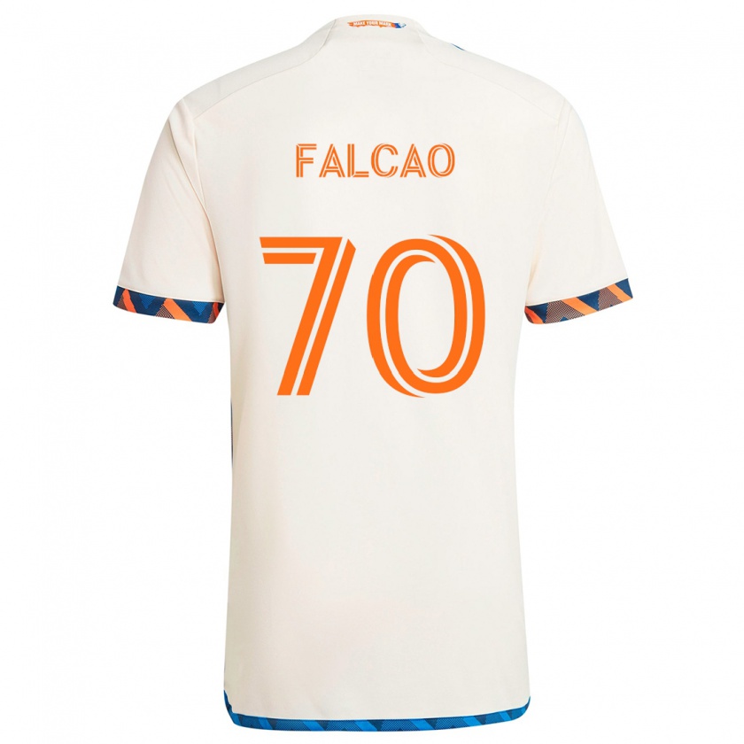 Kandiny Gyermek Kiano Falcao #70 Fehér Narancs Idegenbeli Jersey 2024/25 Mez Póló Ing