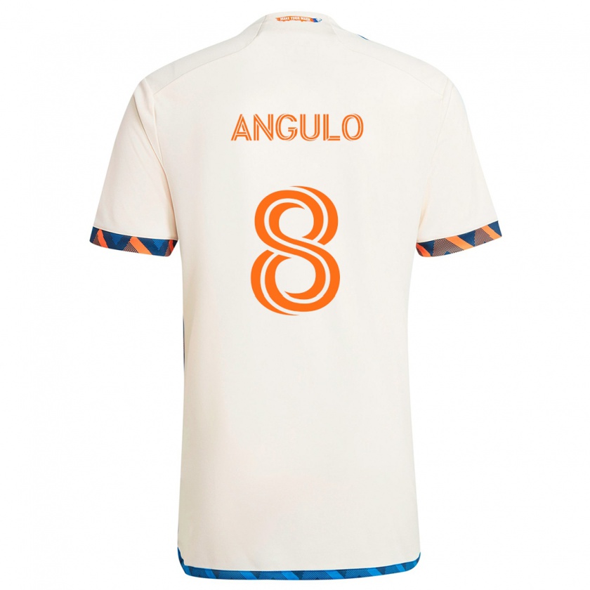 Kandiny Gyermek Marco Angulo #8 Fehér Narancs Idegenbeli Jersey 2024/25 Mez Póló Ing