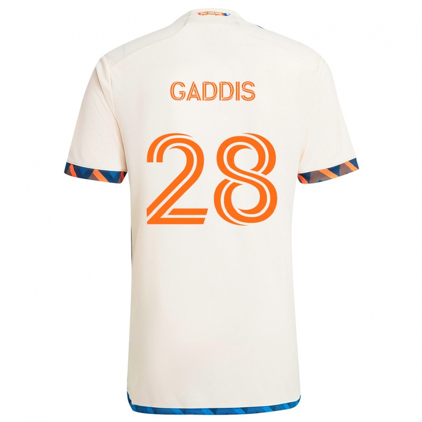 Kandiny Gyermek Raymon Gaddis #28 Fehér Narancs Idegenbeli Jersey 2024/25 Mez Póló Ing