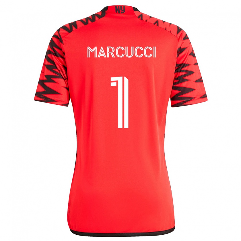 Kandiny Gyermek Aj Marcucci #1 Piros Fekete Fehér Idegenbeli Jersey 2024/25 Mez Póló Ing