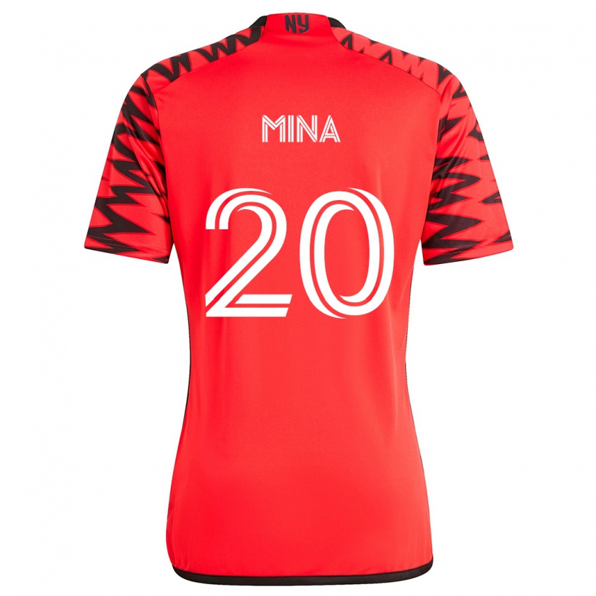 Kandiny Gyermek Juan Mina #20 Piros Fekete Fehér Idegenbeli Jersey 2024/25 Mez Póló Ing