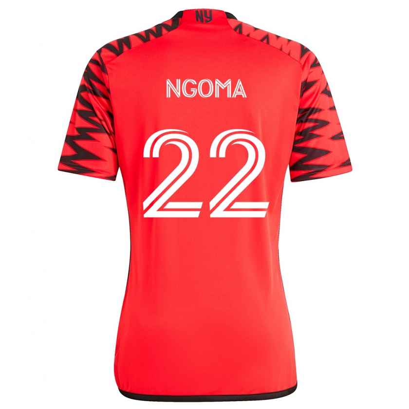 Kandiny Gyermek Serge Ngoma #22 Piros Fekete Fehér Idegenbeli Jersey 2024/25 Mez Póló Ing