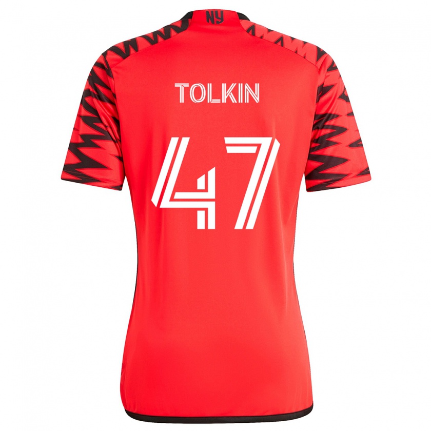 Kandiny Gyermek John Tolkin #47 Piros Fekete Fehér Idegenbeli Jersey 2024/25 Mez Póló Ing