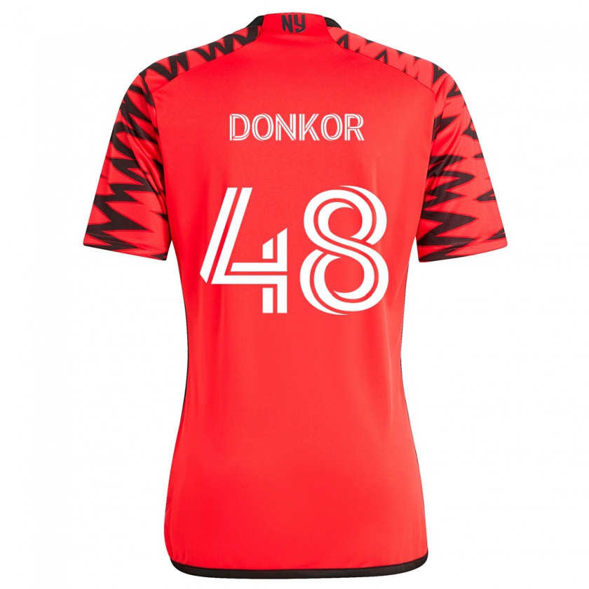 Kandiny Gyermek Ronald Donkor #48 Piros Fekete Fehér Idegenbeli Jersey 2024/25 Mez Póló Ing