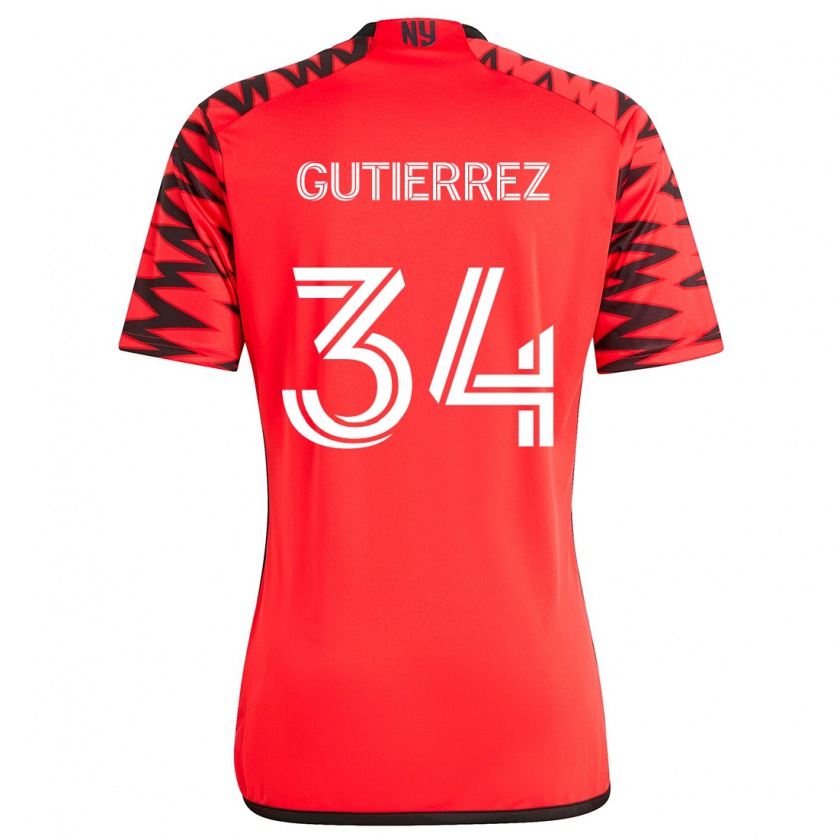 Kandiny Gyermek Juan Gutiérrez #34 Piros Fekete Fehér Idegenbeli Jersey 2024/25 Mez Póló Ing