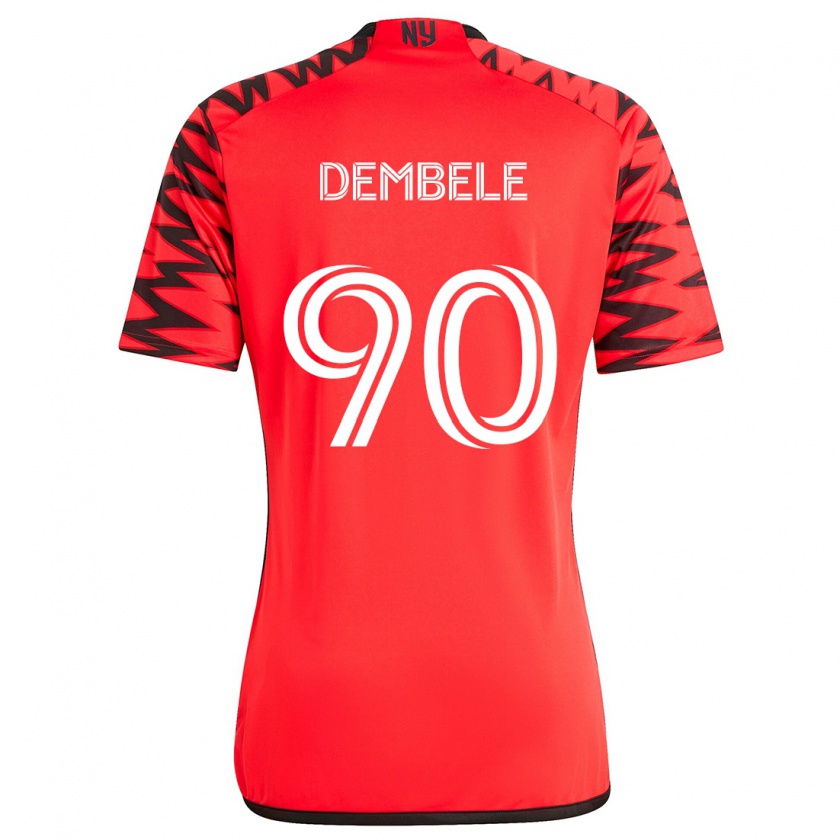 Kandiny Gyermek Malick Dembele #90 Piros Fekete Fehér Idegenbeli Jersey 2024/25 Mez Póló Ing