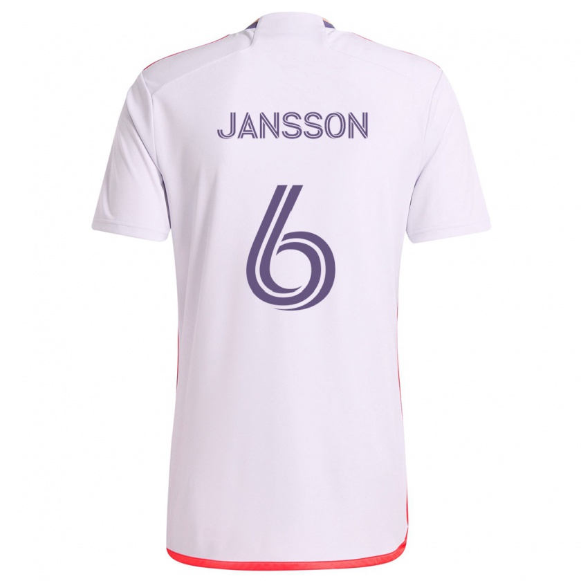 Kandiny Gyermek Robin Jansson #6 Fehér Piros Lila Idegenbeli Jersey 2024/25 Mez Póló Ing