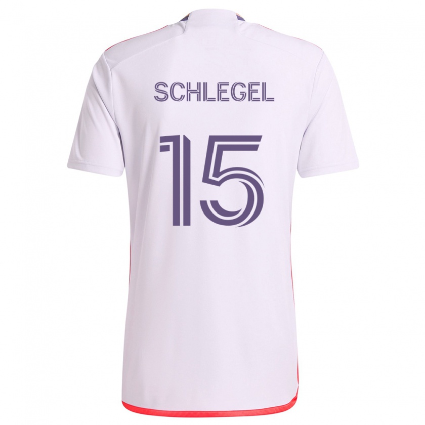 Kandiny Gyermek Rodrigo Schlegel #15 Fehér Piros Lila Idegenbeli Jersey 2024/25 Mez Póló Ing