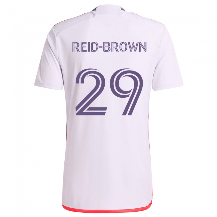 Kandiny Gyermek Tahir Reid-Brown #29 Fehér Piros Lila Idegenbeli Jersey 2024/25 Mez Póló Ing