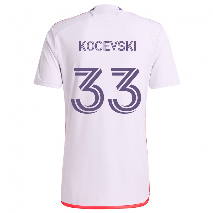 Kandiny Gyermek Jeorgio Kocevski #33 Fehér Piros Lila Idegenbeli Jersey 2024/25 Mez Póló Ing