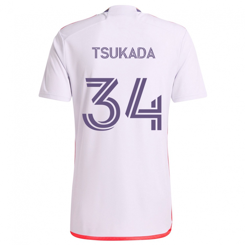 Kandiny Gyermek Yutaro Tsukada #34 Fehér Piros Lila Idegenbeli Jersey 2024/25 Mez Póló Ing