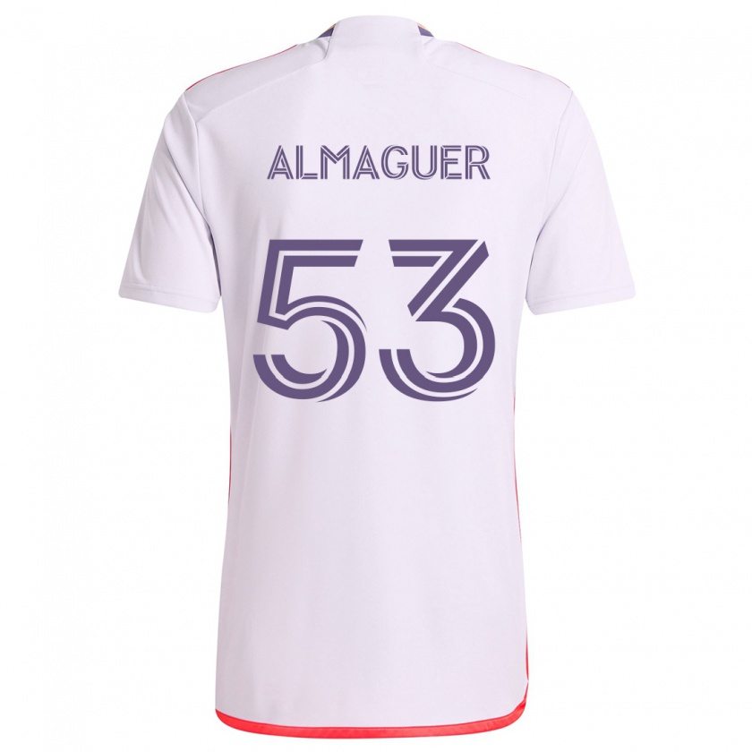 Kandiny Gyermek Jorge Almaguer #53 Fehér Piros Lila Idegenbeli Jersey 2024/25 Mez Póló Ing