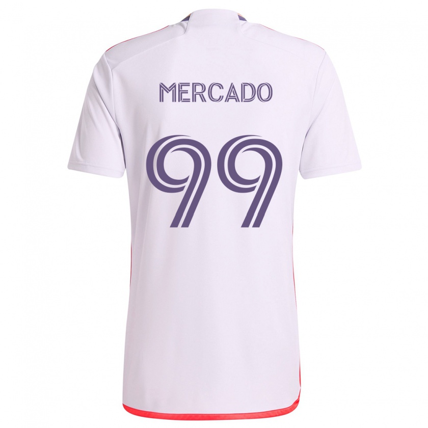 Kandiny Gyermek Carlos Mercado #99 Fehér Piros Lila Idegenbeli Jersey 2024/25 Mez Póló Ing