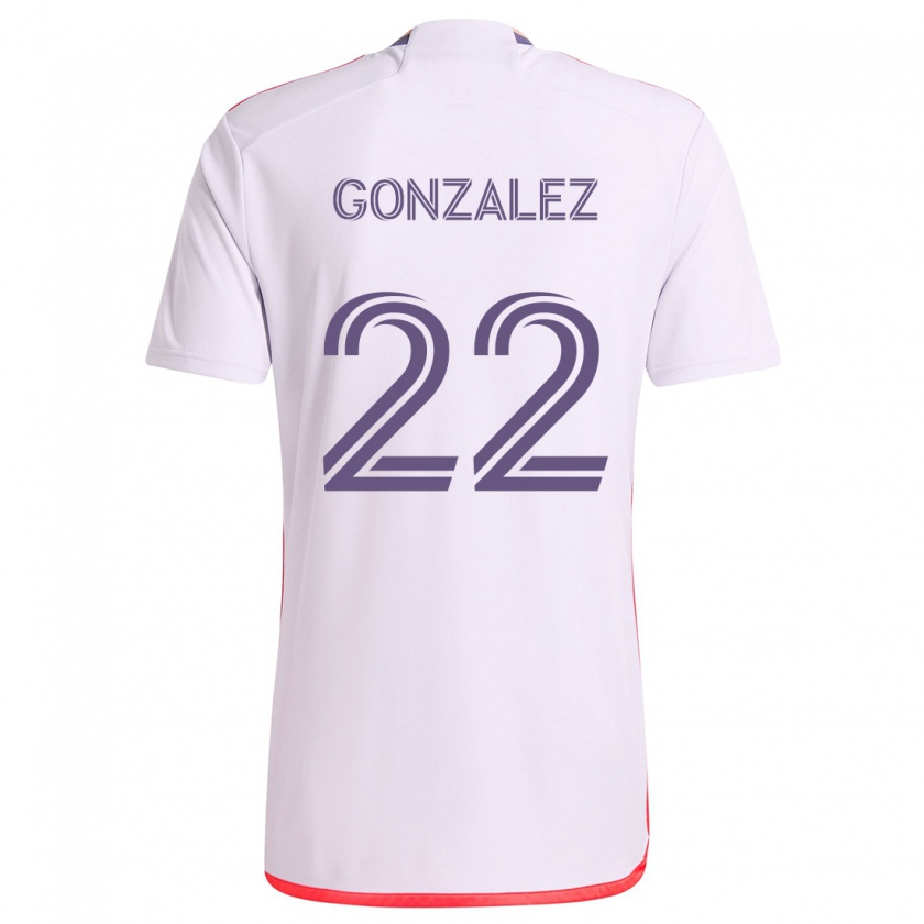 Kandiny Gyermek Gastón González #22 Fehér Piros Lila Idegenbeli Jersey 2024/25 Mez Póló Ing