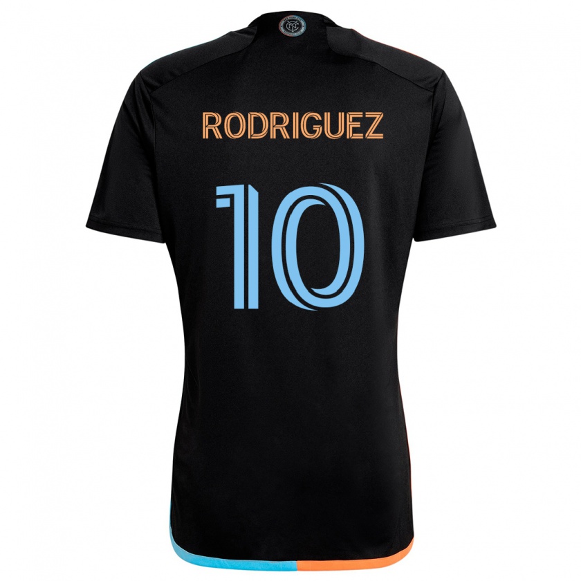 Kandiny Gyermek Santiago Rodríguez #10 Fekete Narancs Kék Idegenbeli Jersey 2024/25 Mez Póló Ing