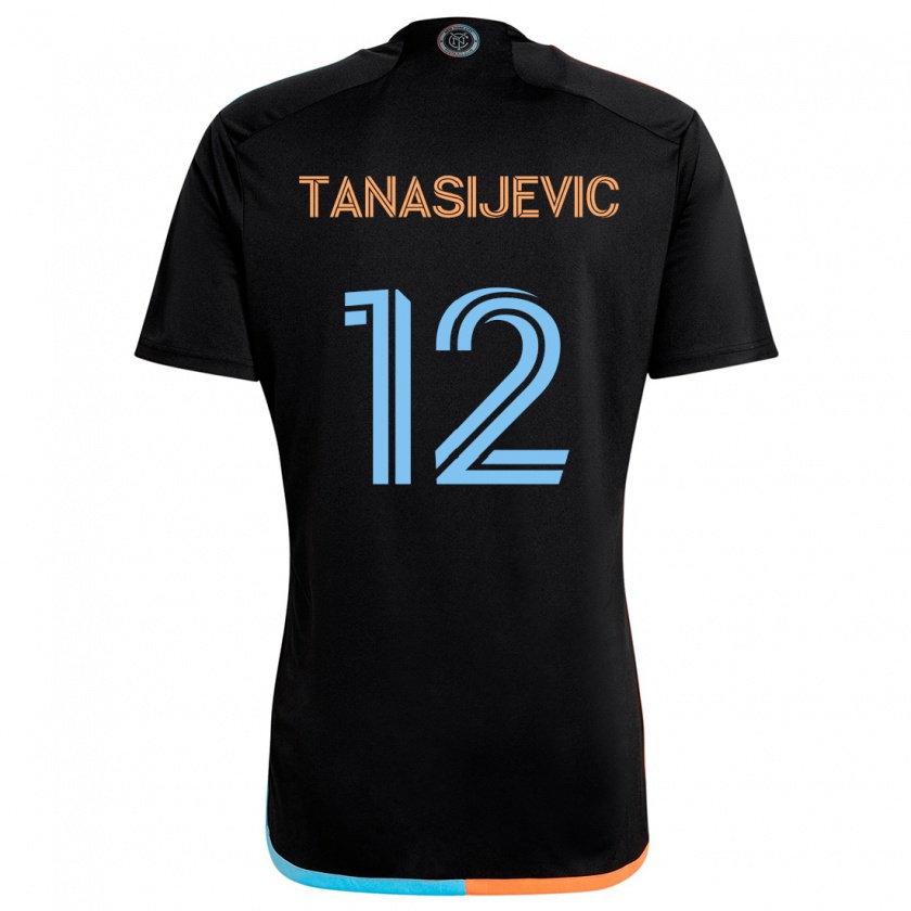 Kandiny Gyermek Strahinja Tanasijevic #12 Fekete Narancs Kék Idegenbeli Jersey 2024/25 Mez Póló Ing