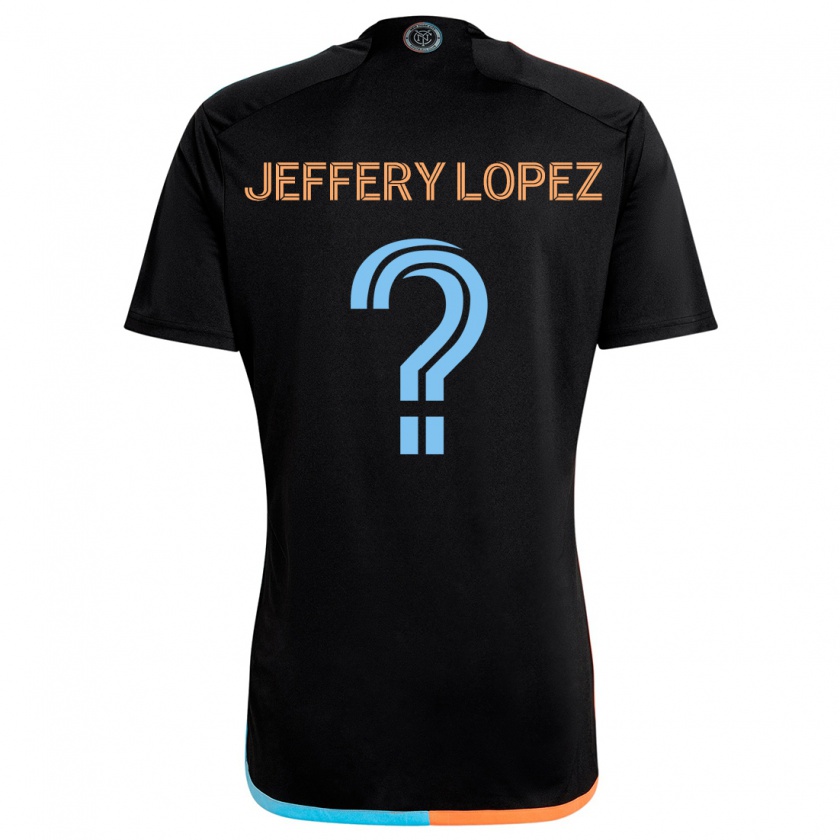 Kandiny Gyermek Jeffery López #0 Fekete Narancs Kék Idegenbeli Jersey 2024/25 Mez Póló Ing