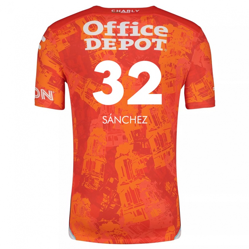 Kandiny Gyermek Carlos Sánchez #32 Narancssárga Fehér Idegenbeli Jersey 2024/25 Mez Póló Ing