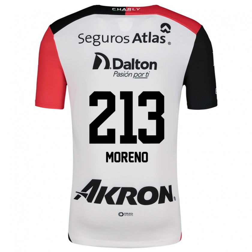 Kandiny Gyermek Eduardo Moreno #213 Fehér Piros Fekete Idegenbeli Jersey 2024/25 Mez Póló Ing