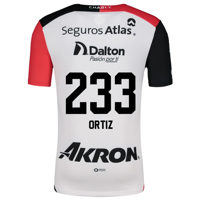 Kandiny Gyermek Brandon Ortiz #233 Fehér Piros Fekete Idegenbeli Jersey 2024/25 Mez Póló Ing