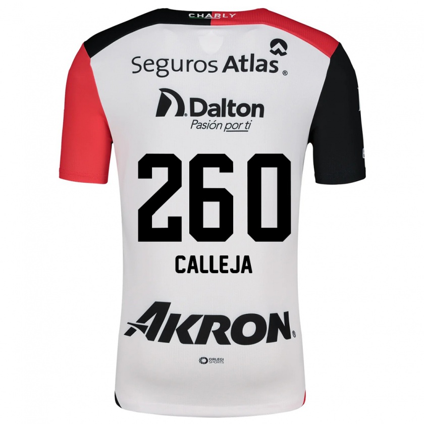 Kandiny Gyermek Diego Calleja #260 Fehér Piros Fekete Idegenbeli Jersey 2024/25 Mez Póló Ing